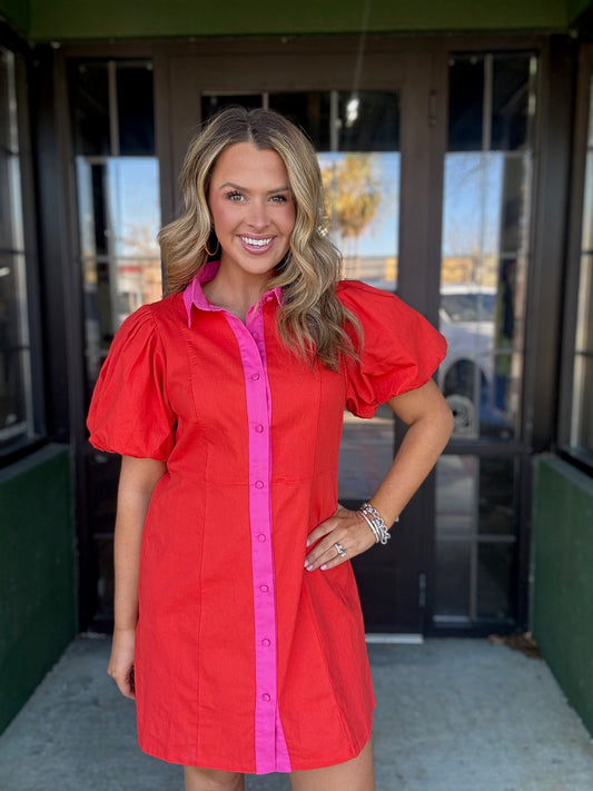 Pink and Red Dress