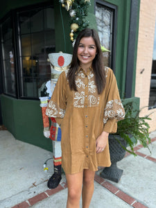 Taupe Corduroy Mini Dress