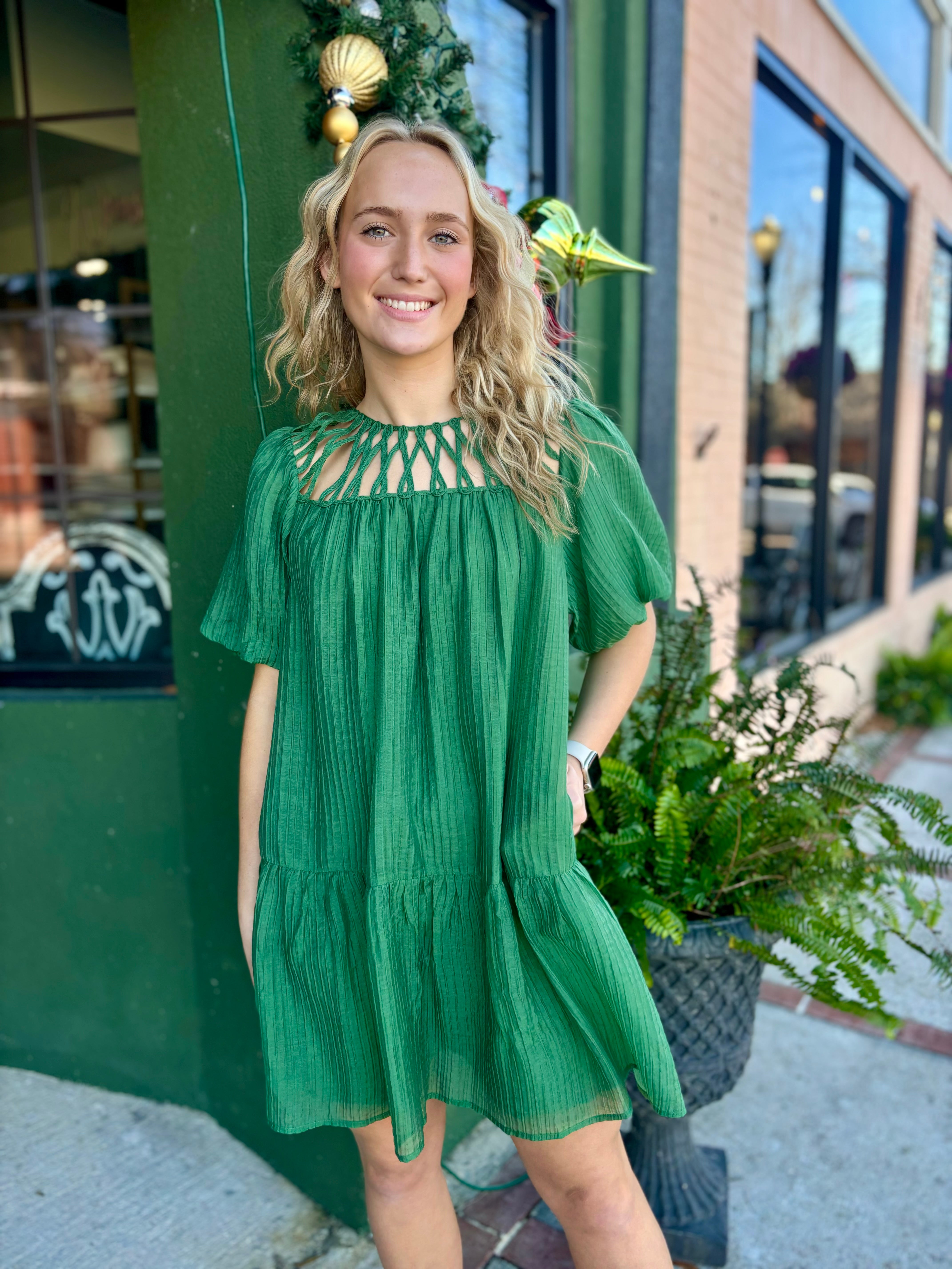 Green Yoke Dress