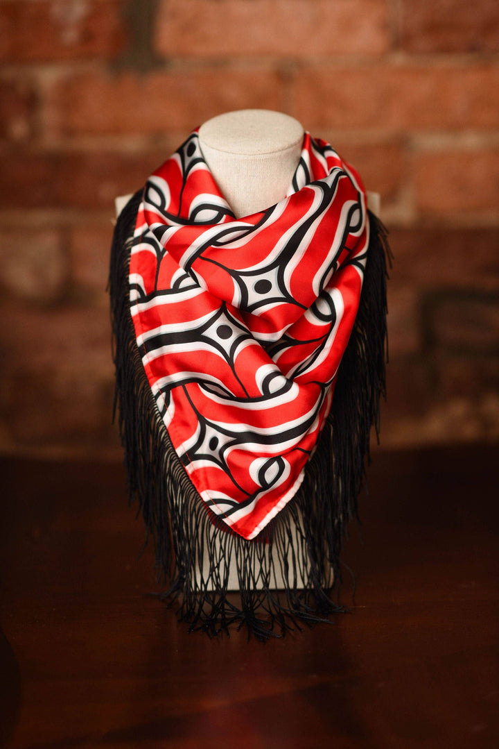 Game Day Fringe Scarf: Red and Black