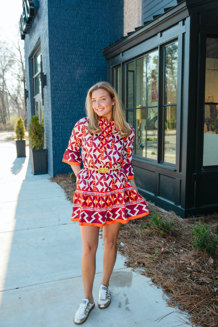 Lattice Border Mini Dress