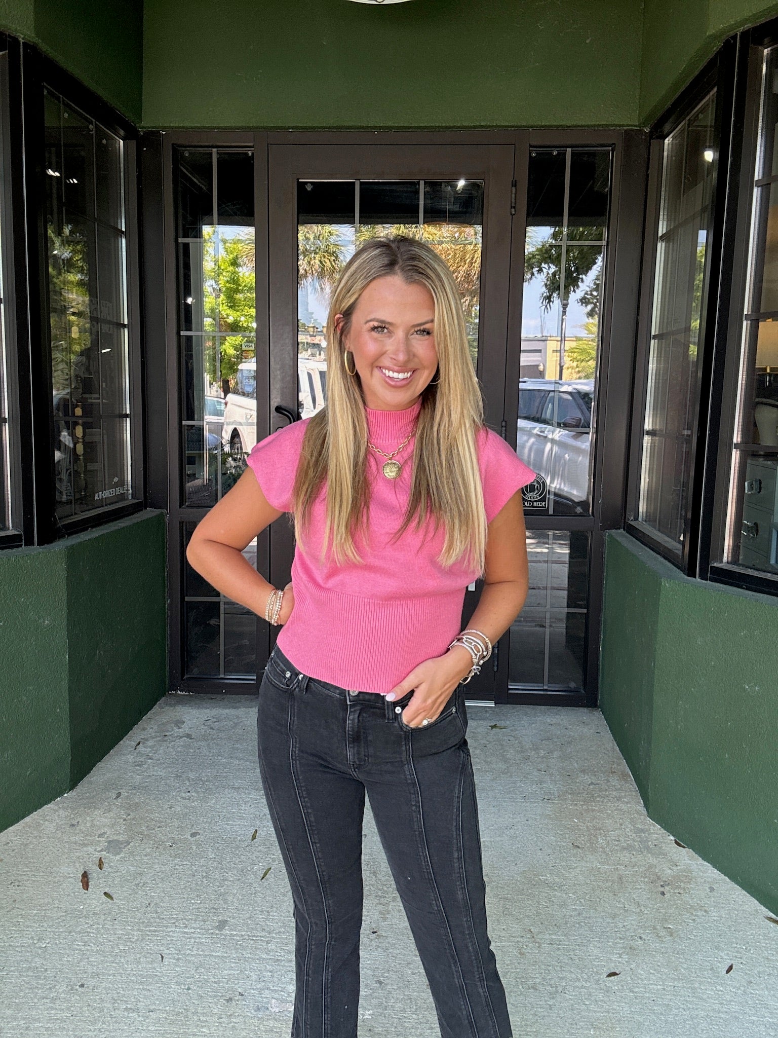 Pink Short-Sleeve Sweater