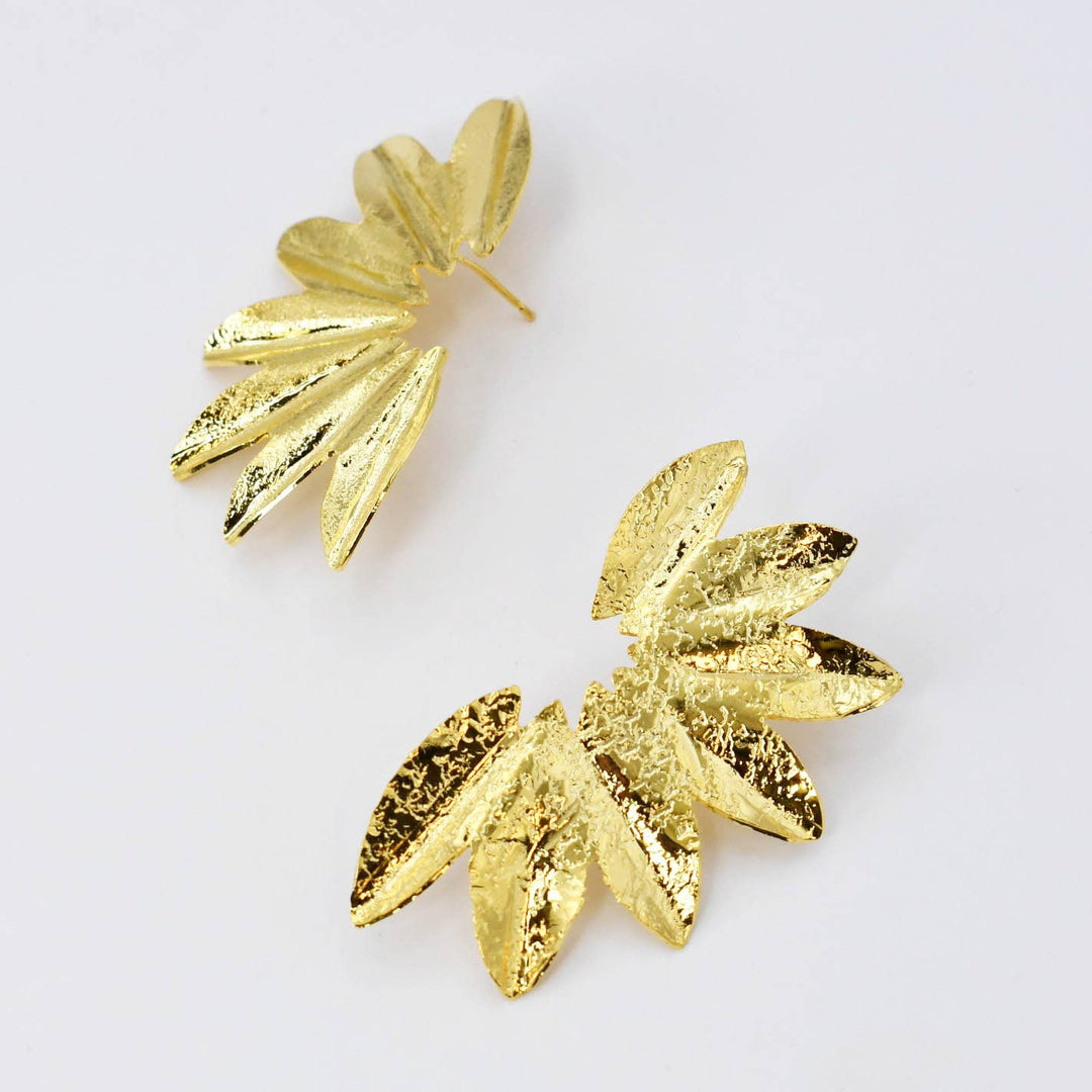 Large Gold Fan Earrings