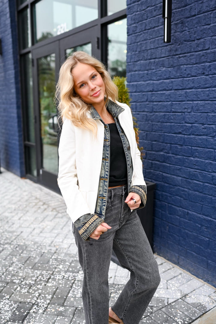 Mixed Media Ivory/Denim Jacket