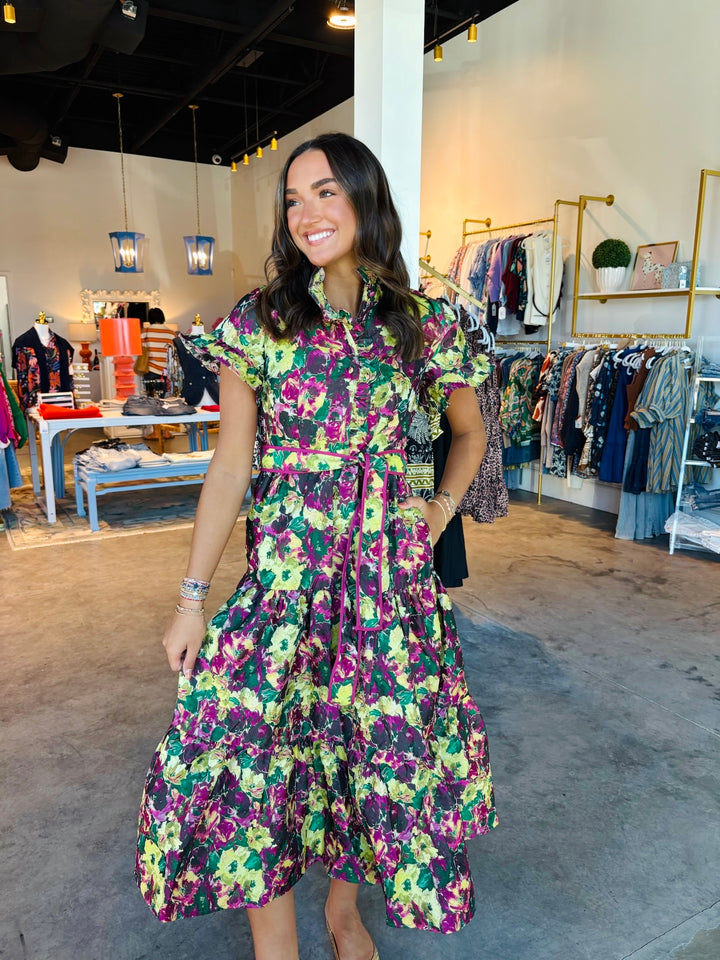 Lena Dress in Floral Jacquard