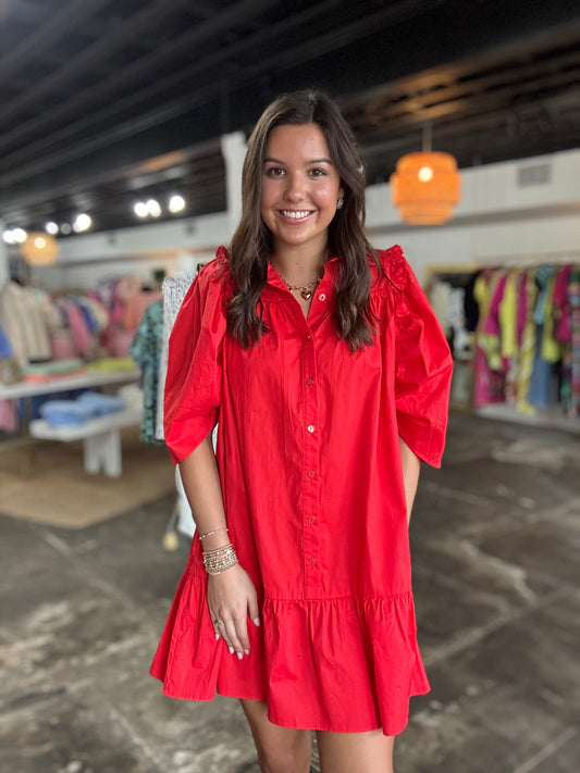 Red Ruffle Around Dress