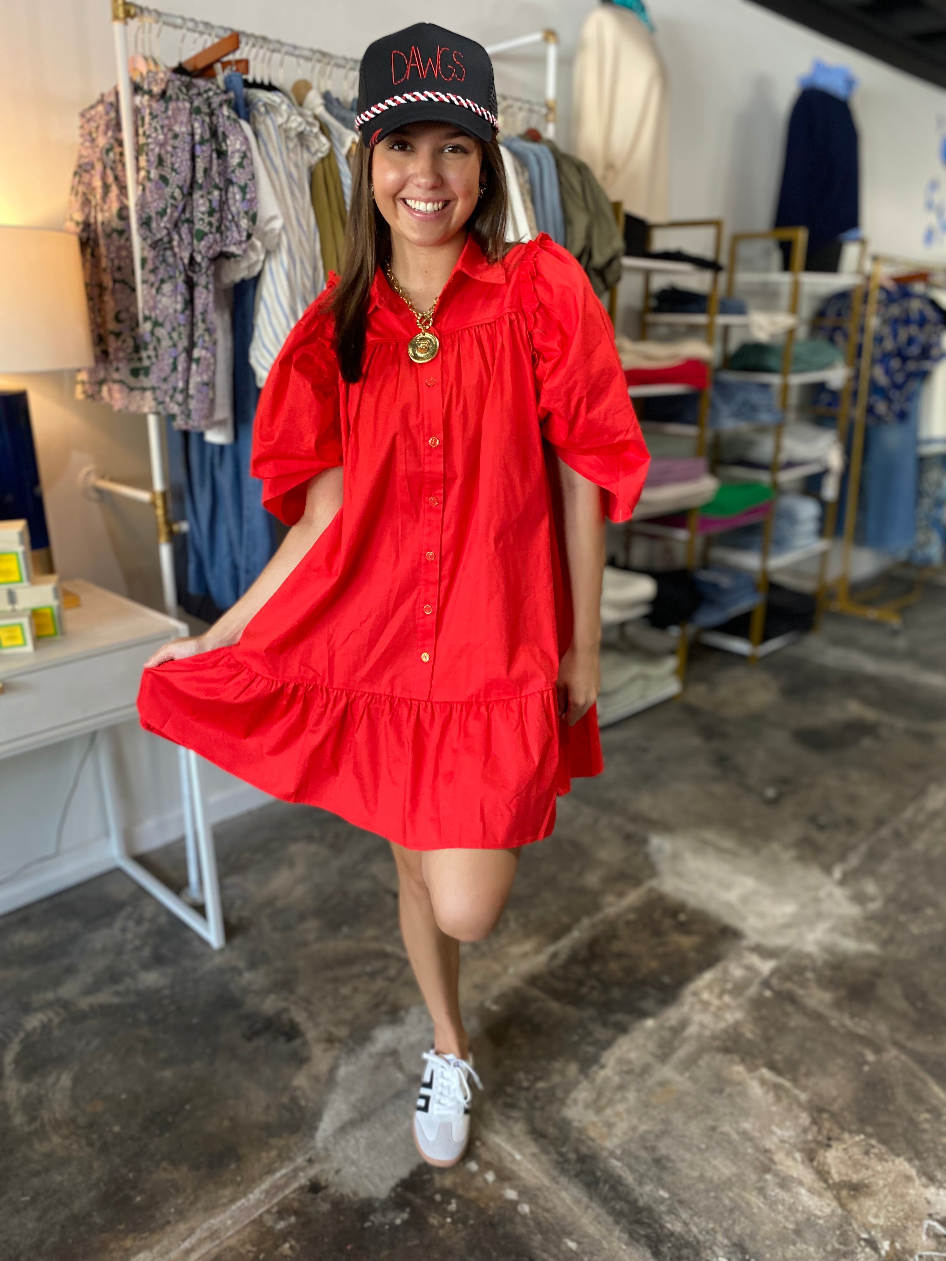 Red Ruffle Around Dress