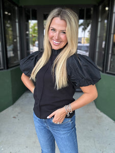 Black Puff Sleeve Top