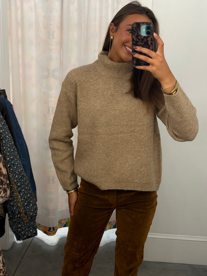 Taupe Mockneck Sweater