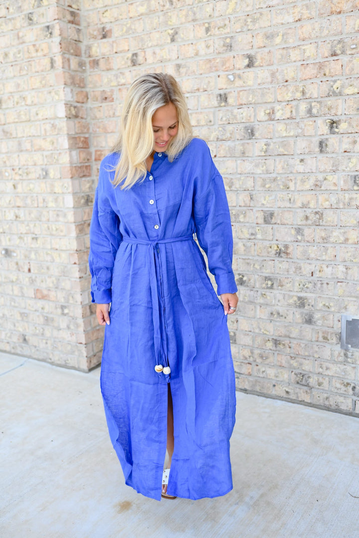 Solid Maxi Shirt Dress