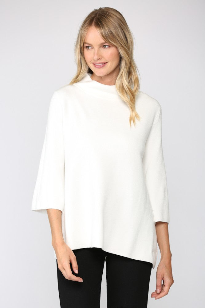 Cream Cropped Sleeve Sweater