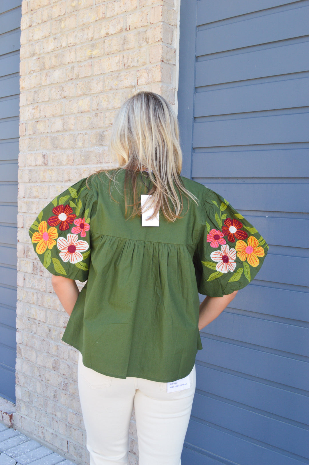 Garden Party Embroidered Sleeve Top
