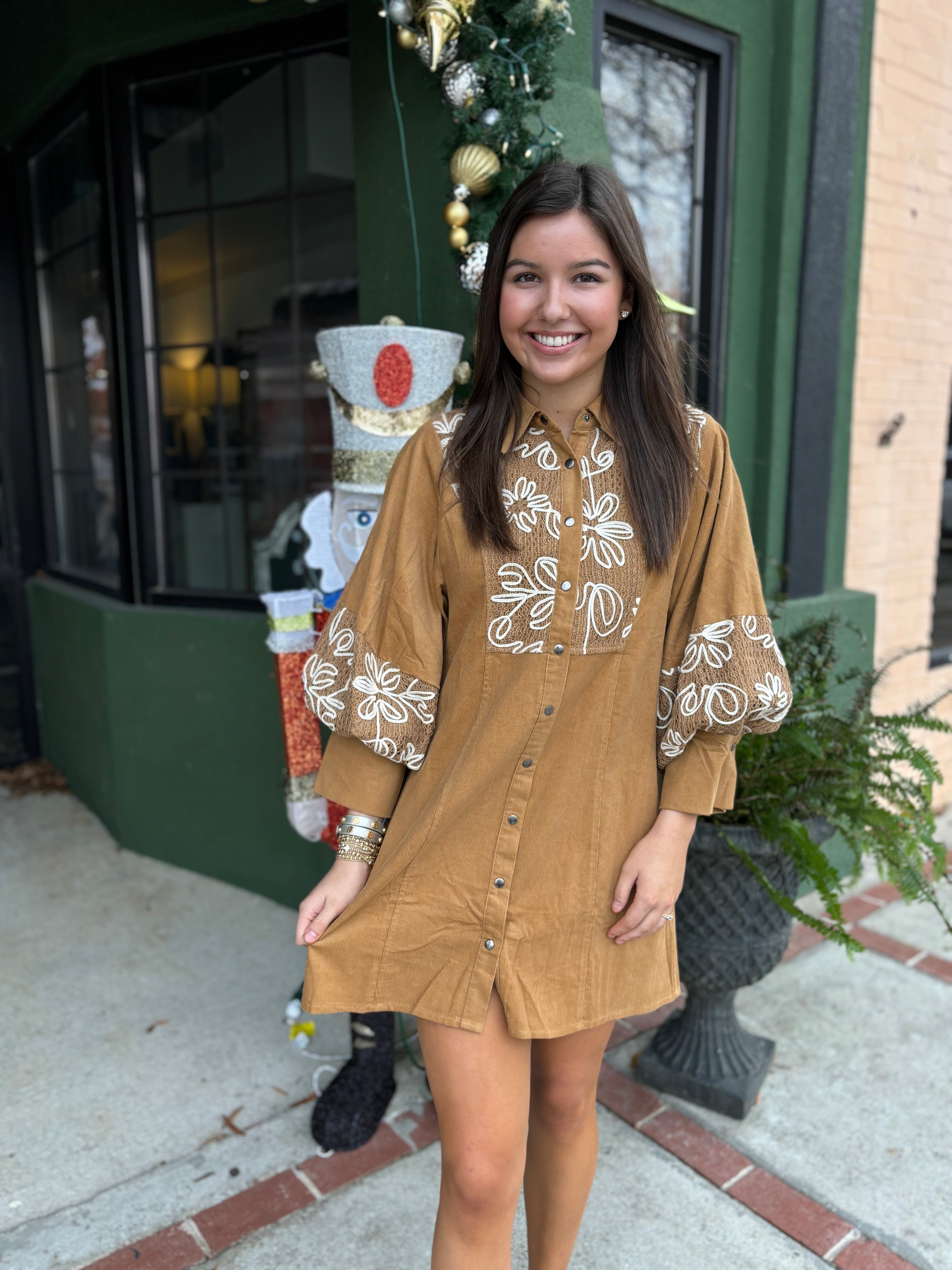 Taupe Corduroy Mini Dress