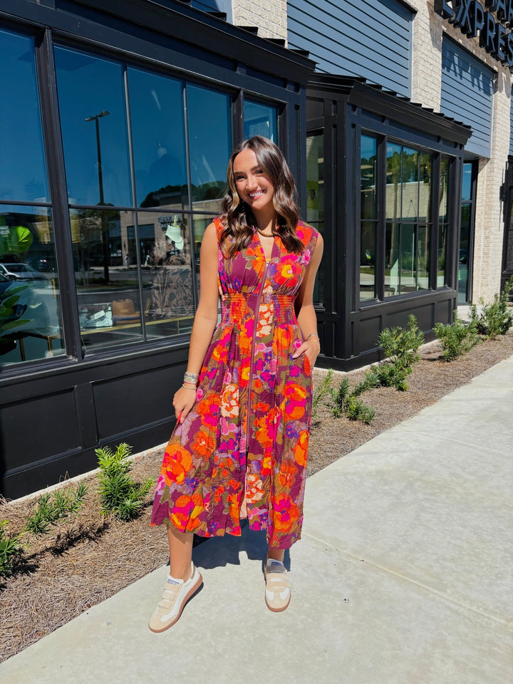 Bold Front Zip Midi Dress