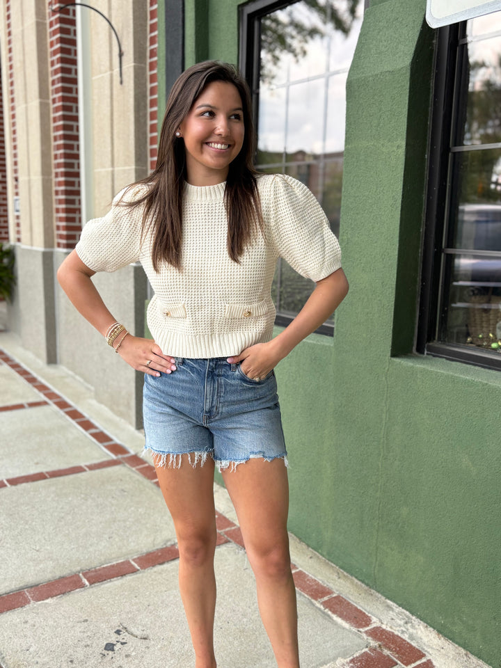 Cream Button Sweater