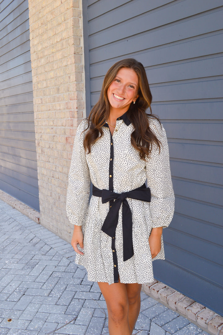 Jana Dress in Black Pinpoints