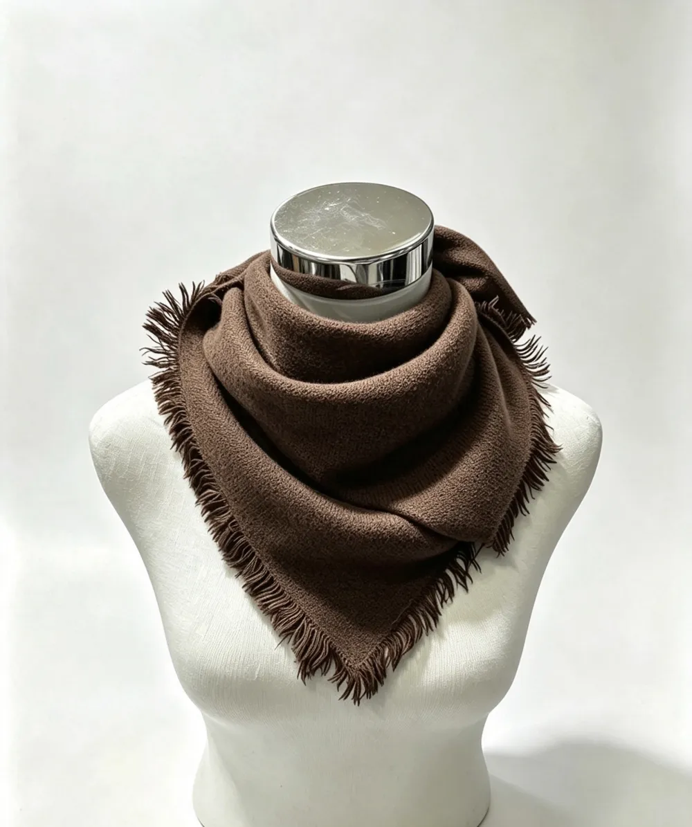 Small solid square scarf in Brown
