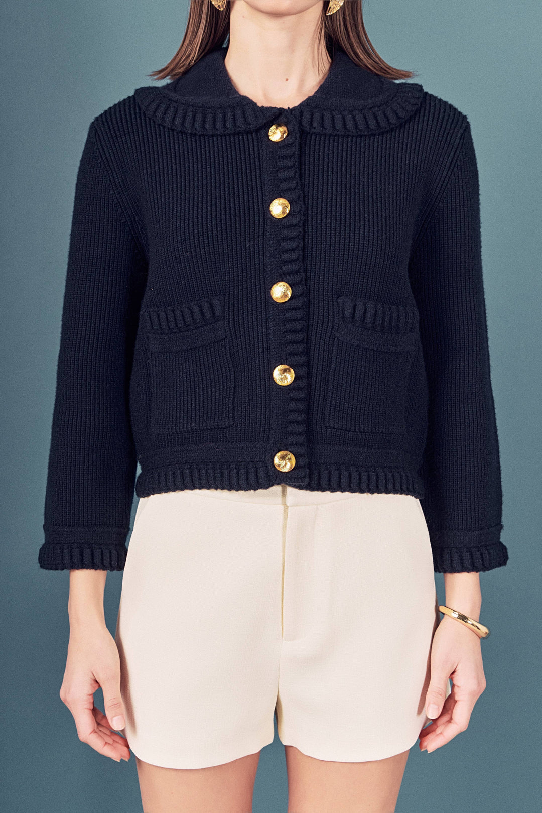 Navy Braided Detail Cardigan