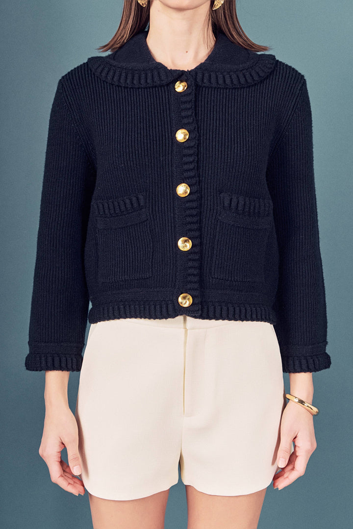 Navy Braided Detail Cardigan