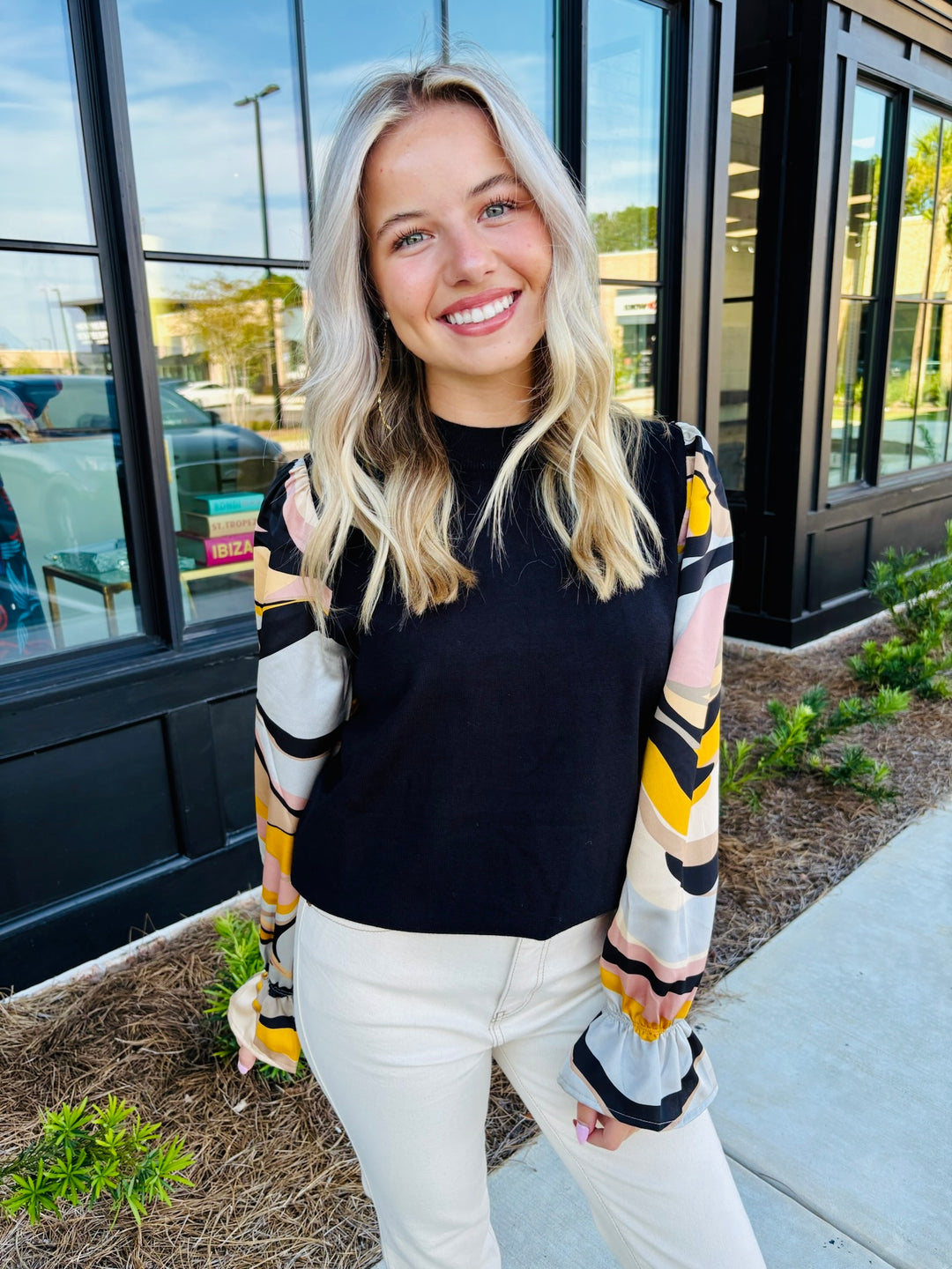 Sunset Stripe Sleeve Sweater Top
