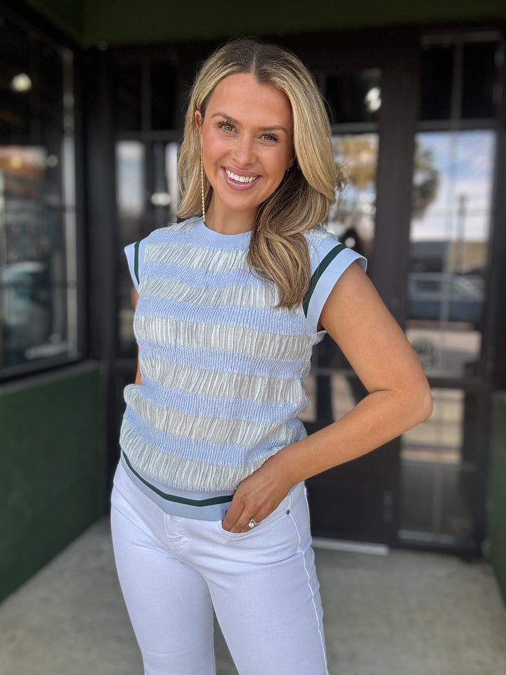 Blue Striped Band Top