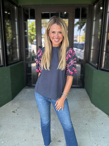 Navy Floral Top