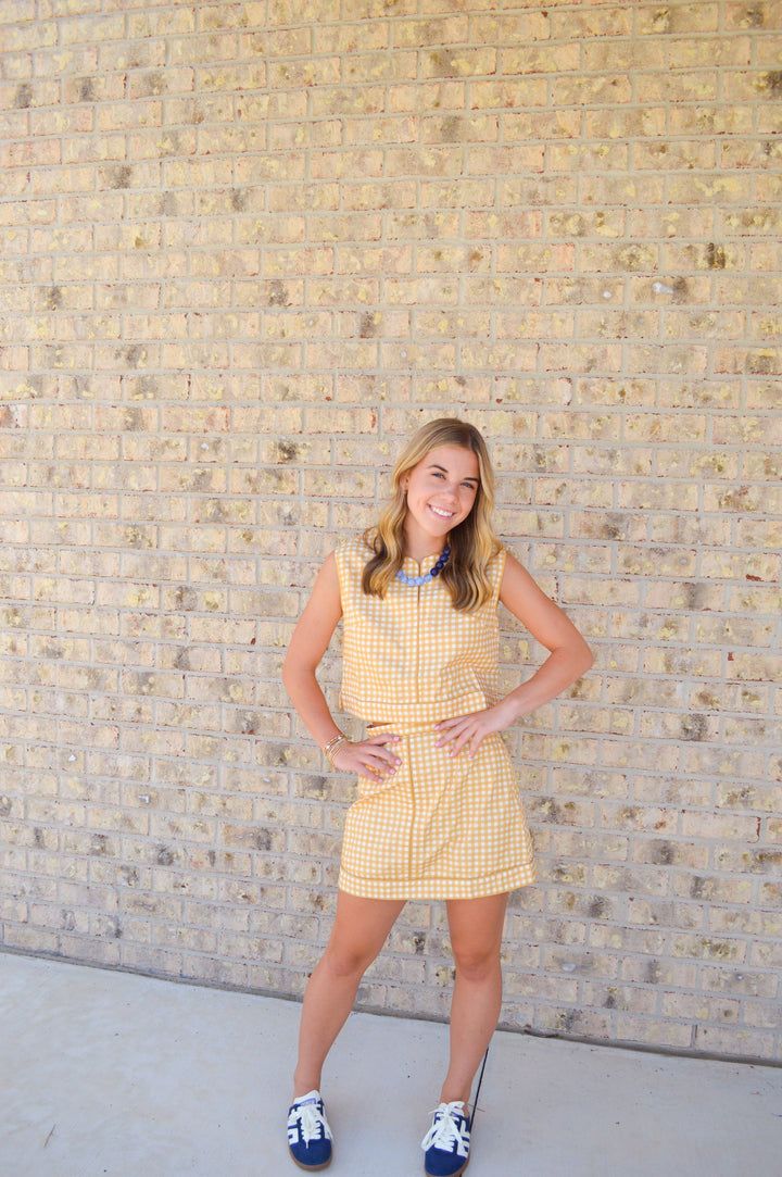 Emmy Skirt in Gold Gingham