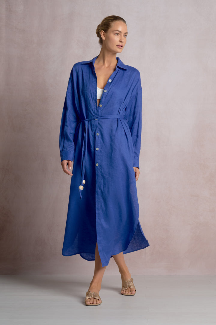 Solid Maxi Shirt Dress