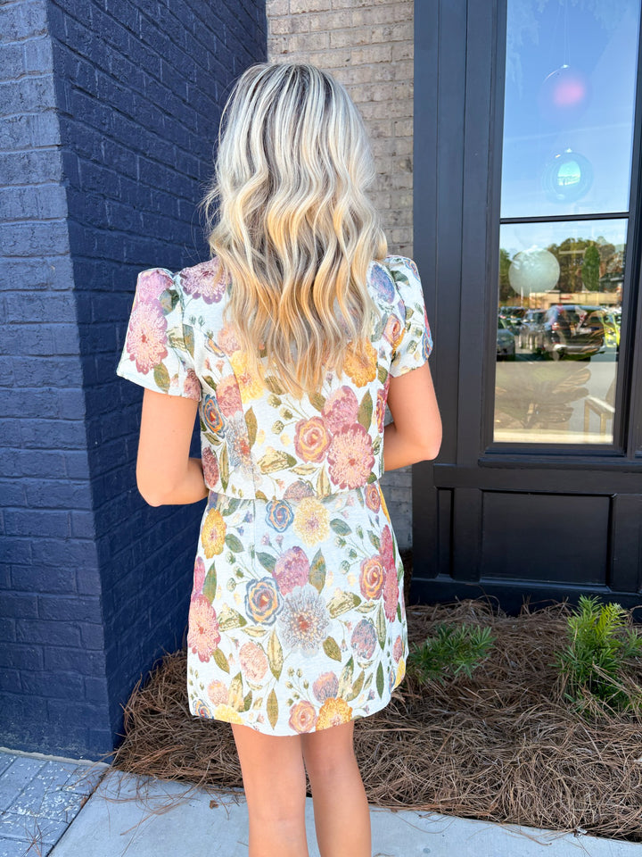 Floral Brocade Skirt Set