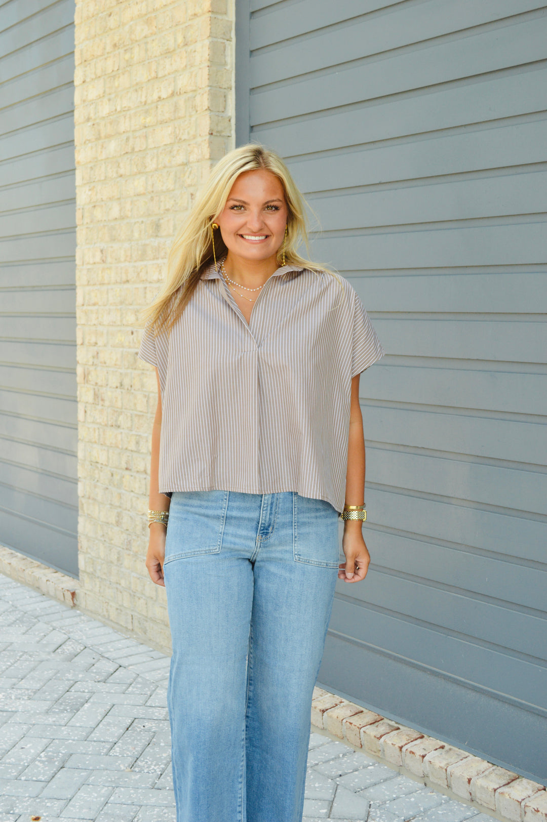 Karlie Signature Top in Brown Stripe
