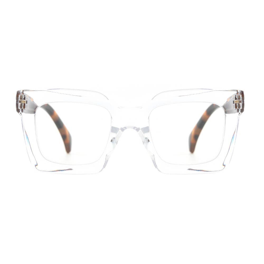 FIONA GLASSES| Clear | Tortoise Temples | Blue Light: 1.25