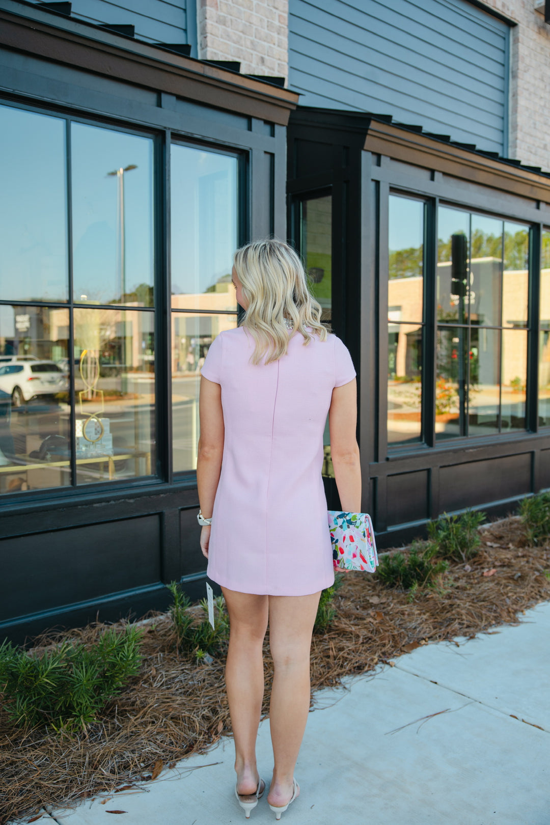 Jewel Trim Baby Pink Mini Dress