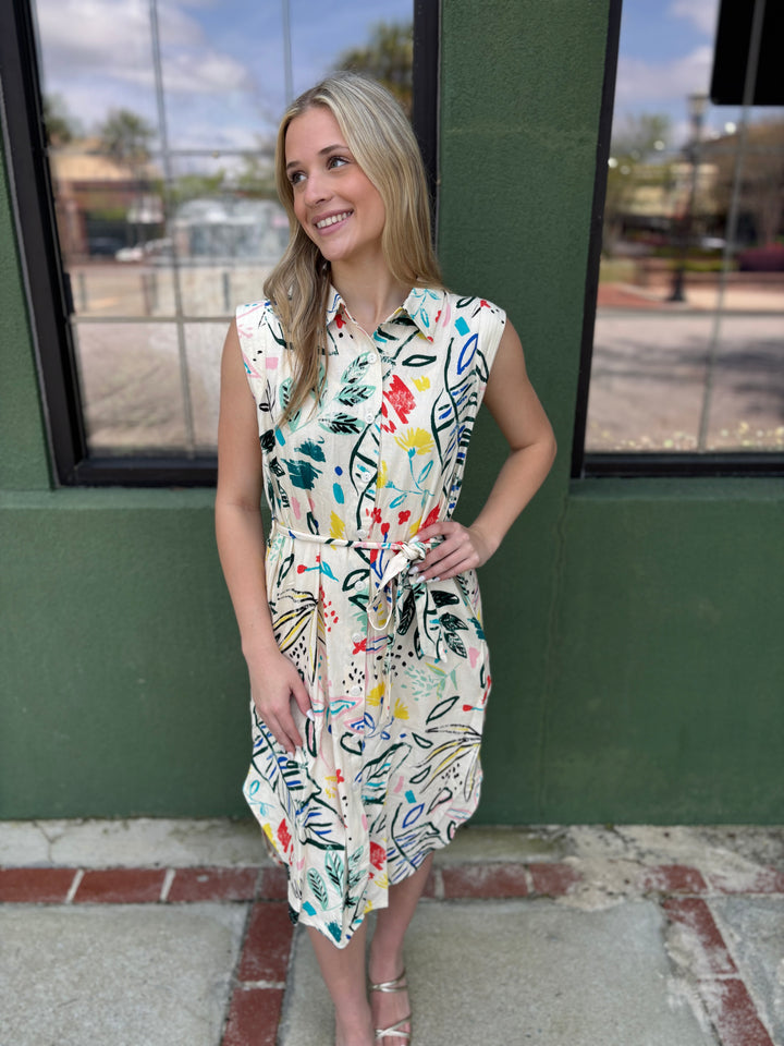 Cream Geo Dress
