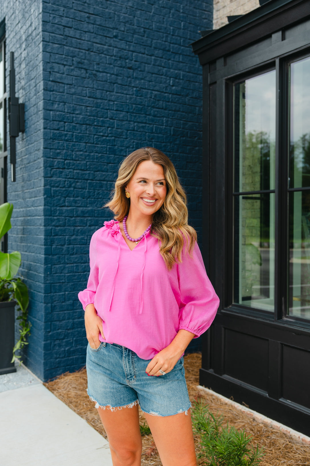 Pink Dimensional Floral Top