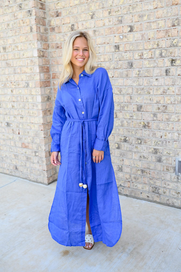 Solid Maxi Shirt Dress