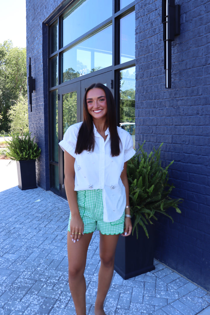 Green Gingham Short