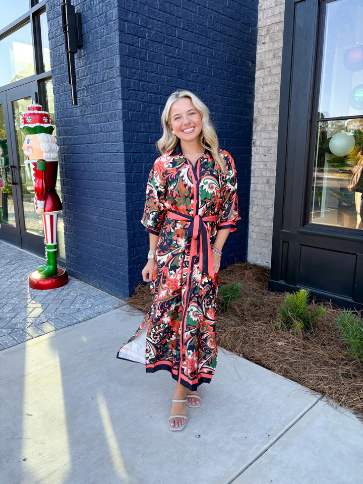 Autumn Scroll Maxi Dress