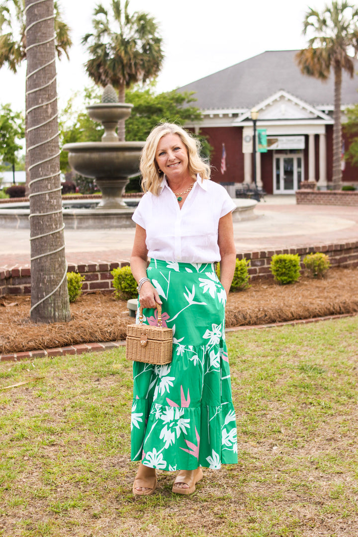 Mint Florals Maxi Skirt