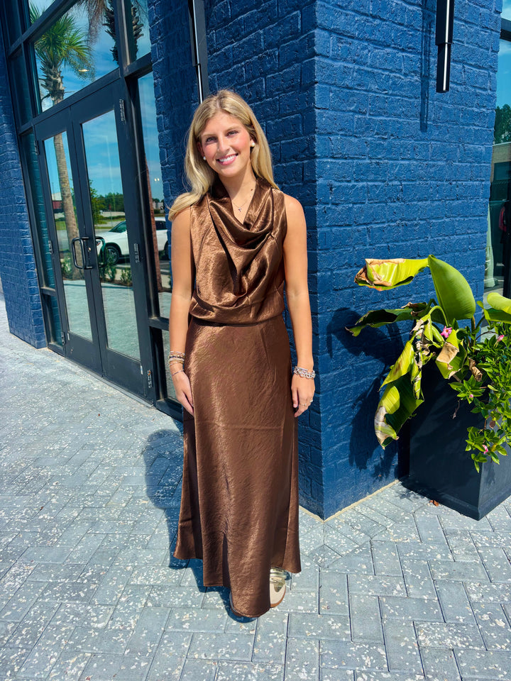 Bronze Satin Top