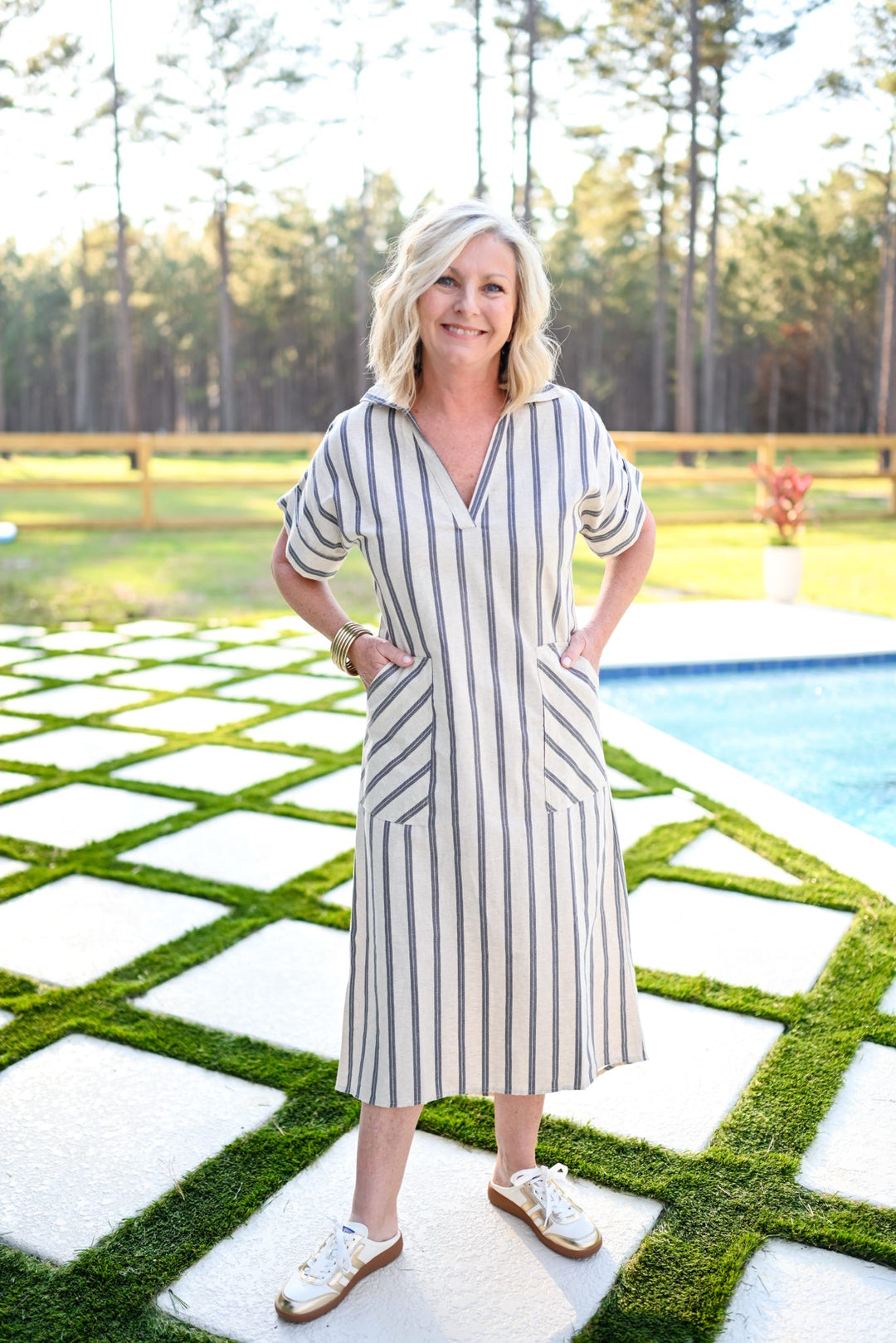Linen Stripe Elaine Dress