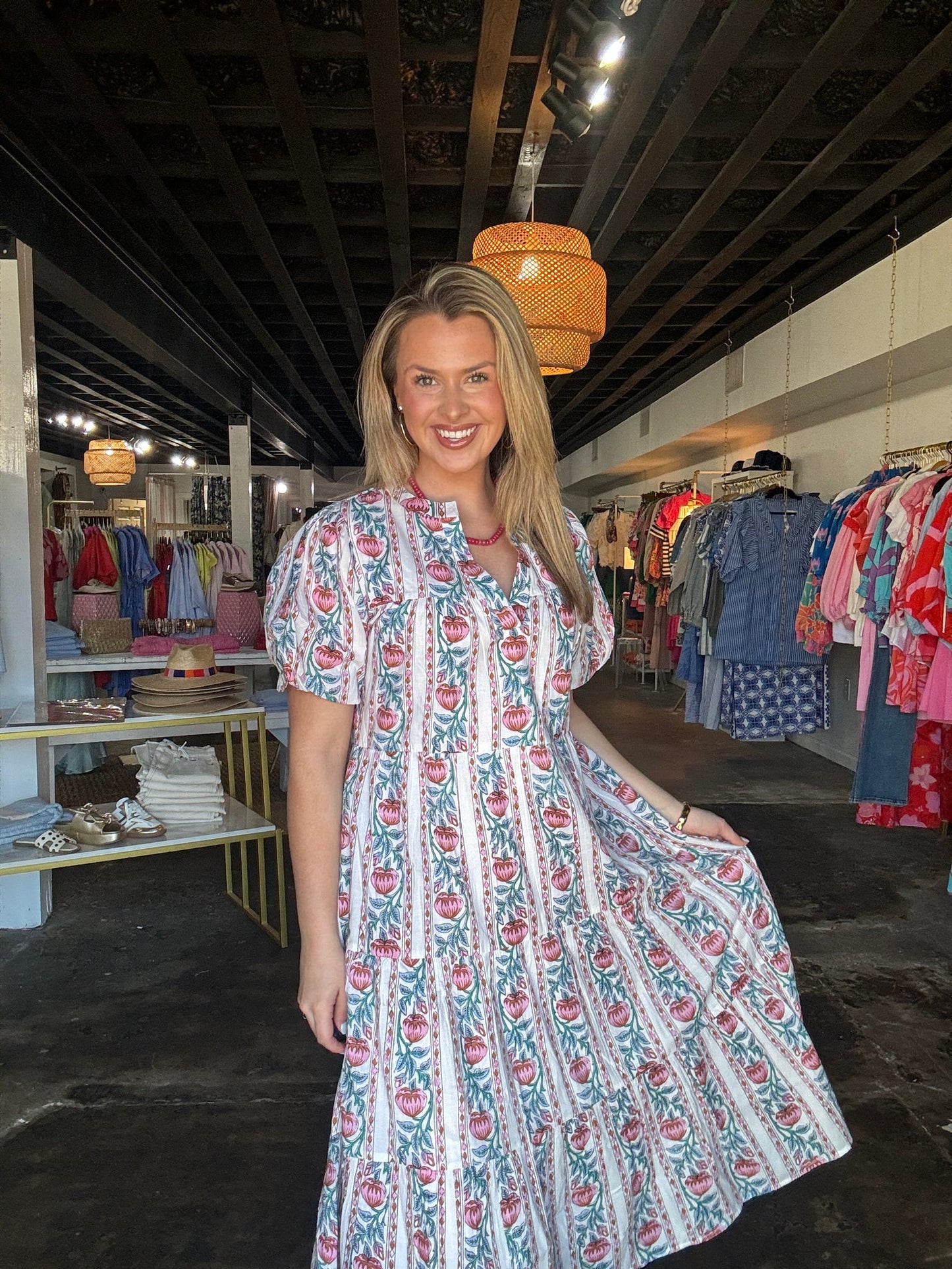 Beige Floral Maxi Dress