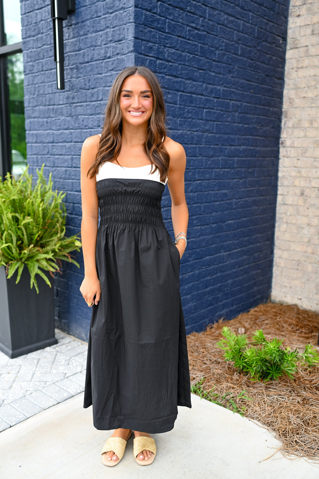 Black Colorblock Maxi Dress