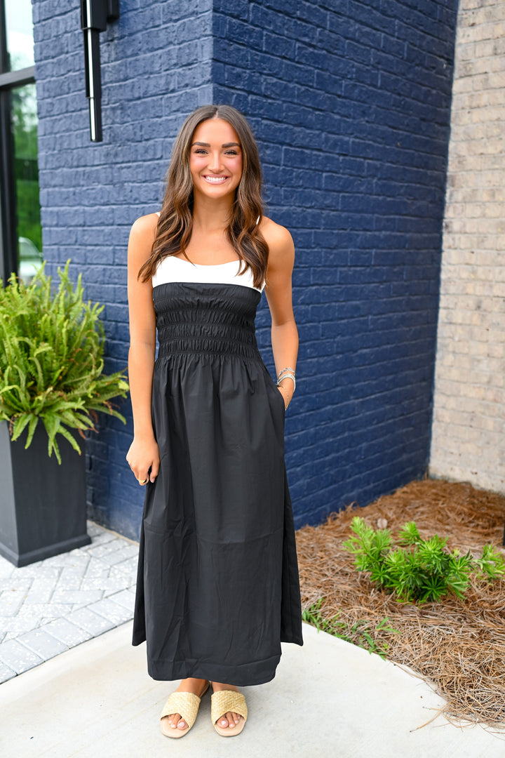 Black Colorblock Maxi Dress