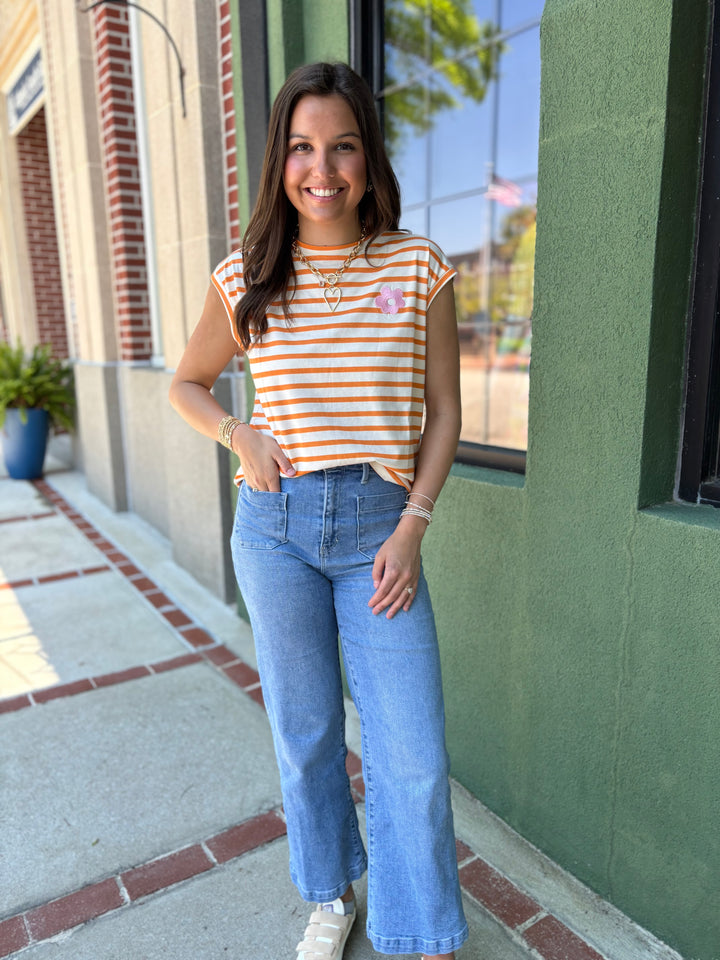Orange & White Striped Tee