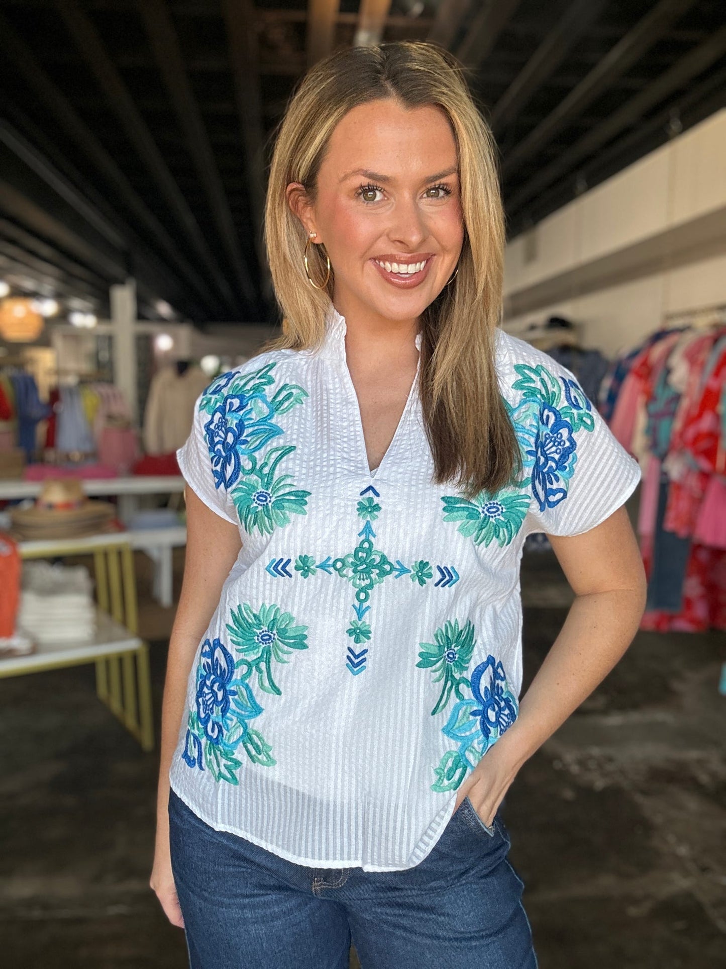 Blue Floral Top