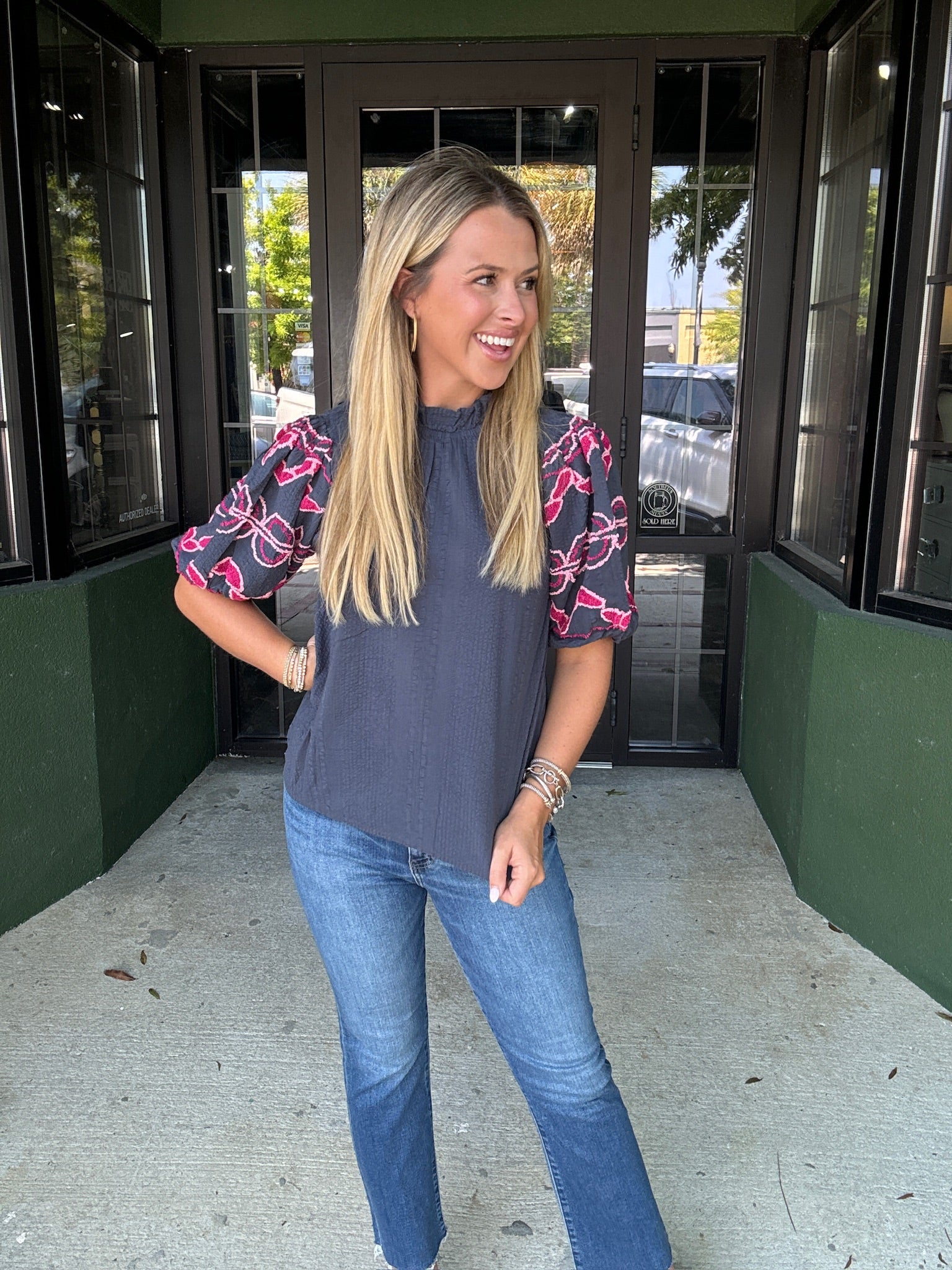 Navy Floral Top