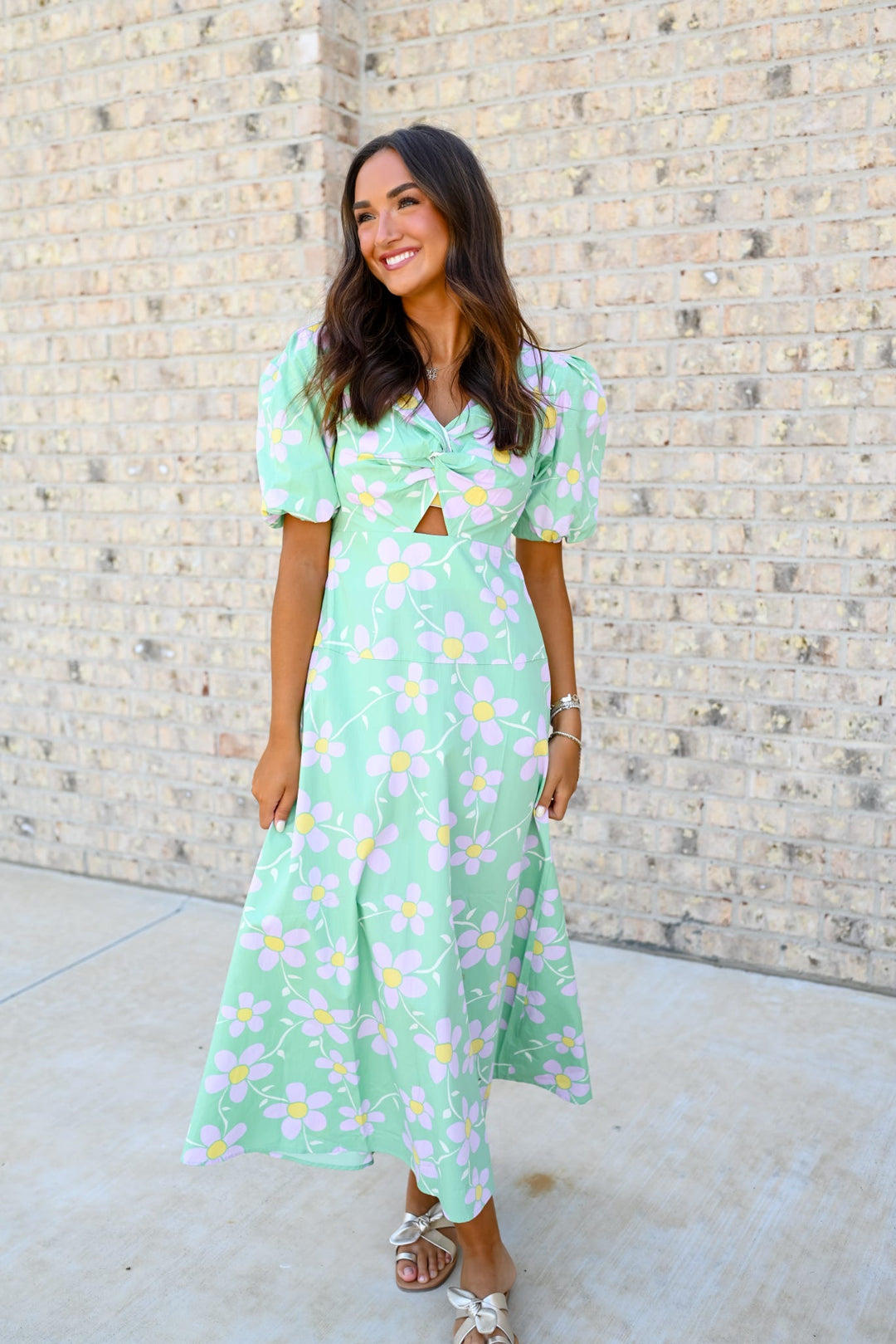 Daisy V-Neck Key-Hole Maxi Dress