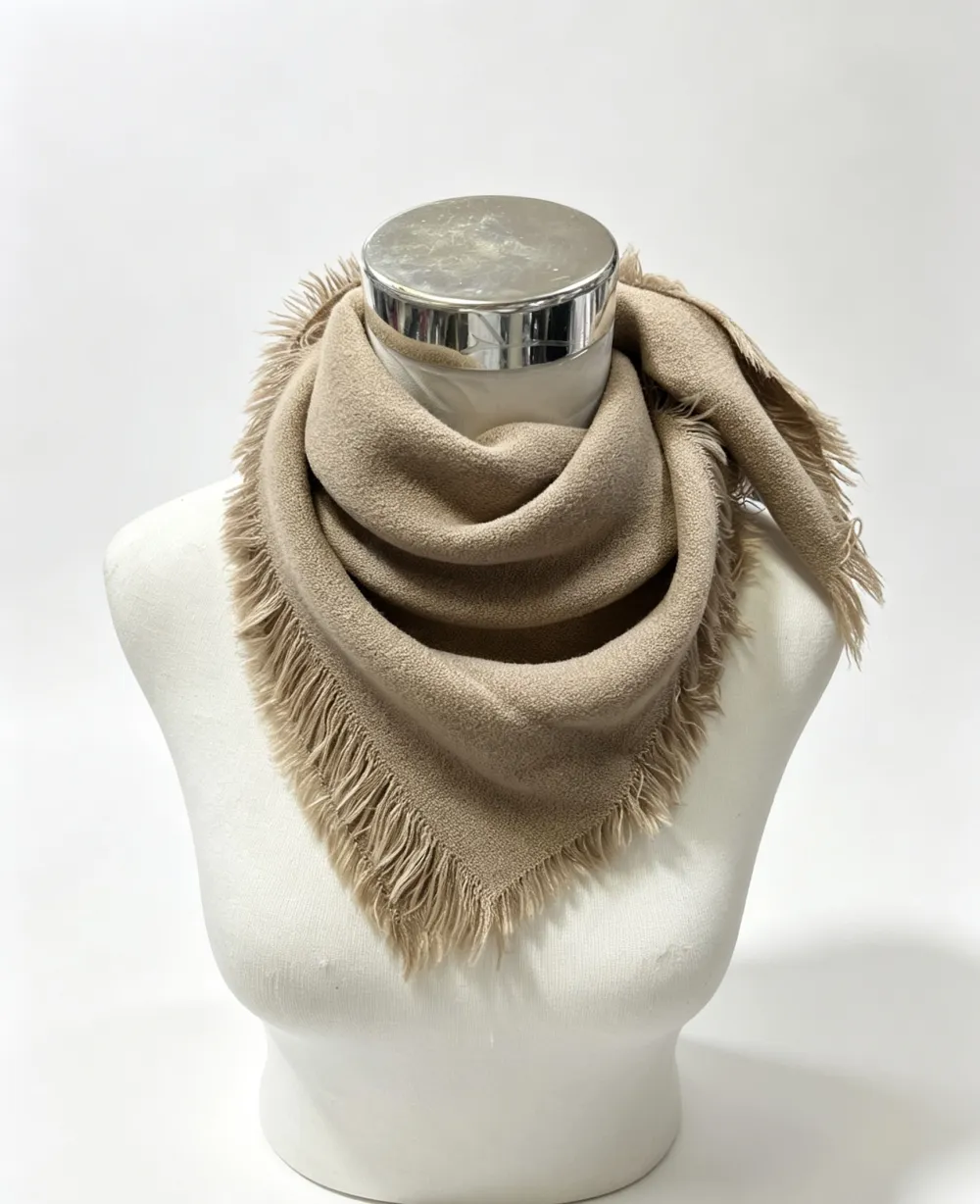 Small solid square scarf in Beige