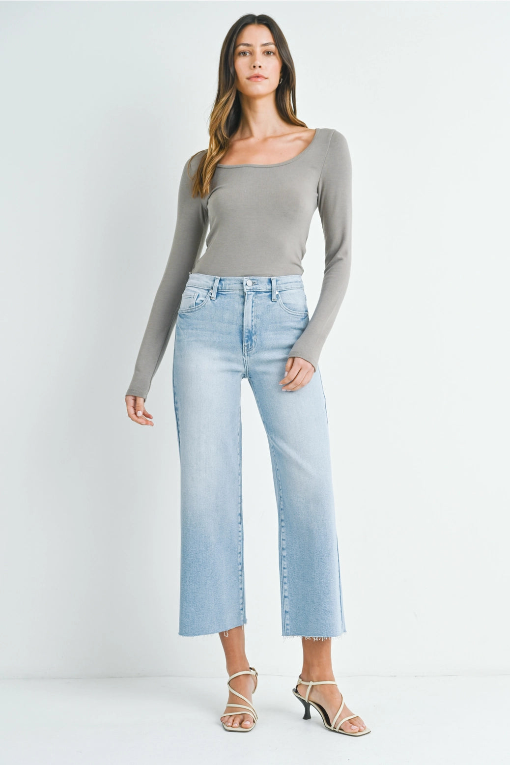 Scissor Cut Wide Leg Light Wash Jeans