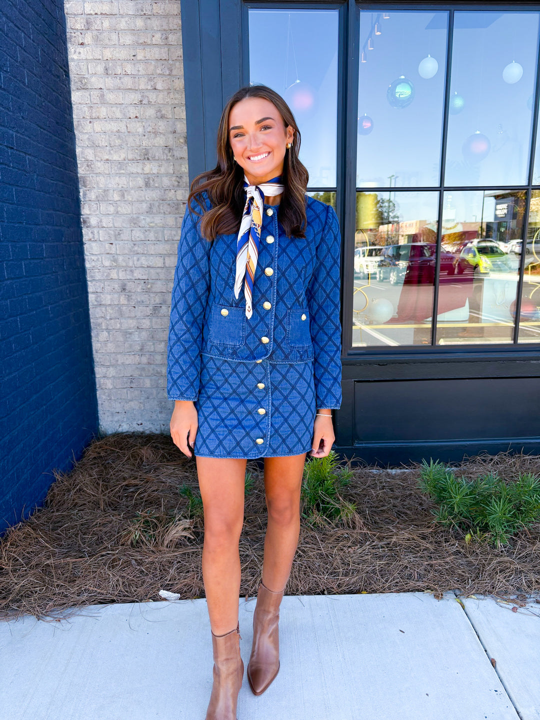 Denim Stitch Cropped Jacket